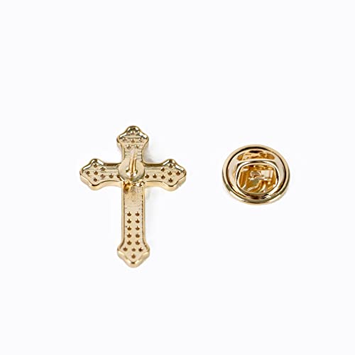 Men's Tie Pins Lapel Pins Brooches Suit Accessories - color: 1pcs cross gold