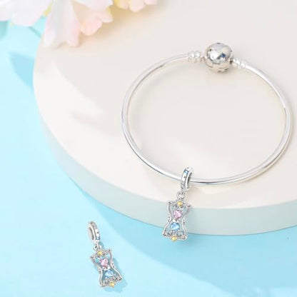 925 Sterling Silver Charms for Bracelets Necklaces Dangle Pendant With 5A Cubic Zirconias Bead Charm for Women DIY Jewelry - style: Hourglass Bead Pendant