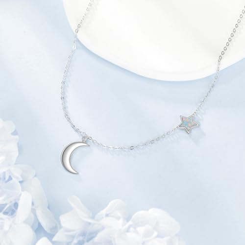 LUHE Star Moon Necklace for Women Sterling Silver Moon Pendant Necklace Star Jewelry Gifts for Women - style: star moon 2