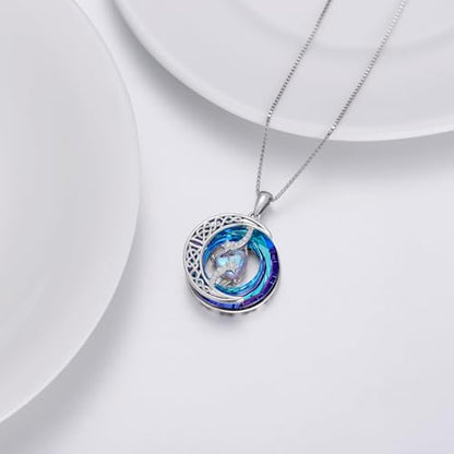 TOUPOP Birthstone Necklace Women Sterling Silver Moon Star Birthday Jewelry | Celtic Moon Pendant with Blue Crystal Anniversary Christmas Jewelry Gifts for Wife Mom Her - color: A-13-Moonstone