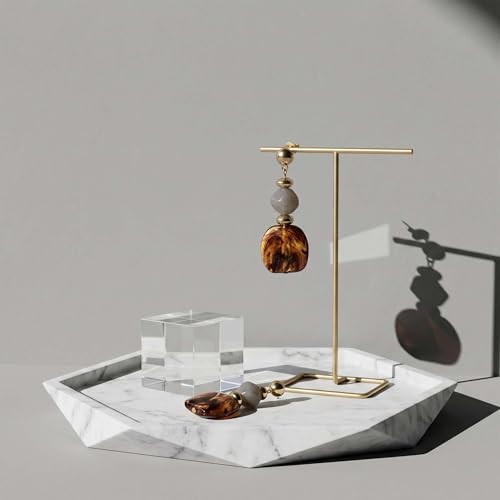 Gold Dangle Earrings for Women Boho Style, Hypoallergenic Trendy Resin Earrings - color: Resin Brown