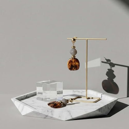 Gold Dangle Earrings for Women Boho Style, Hypoallergenic Trendy Resin Earrings - color: Resin Brown