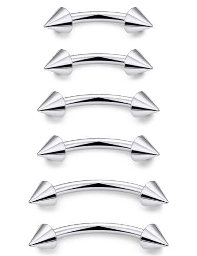 20g 18g 16g 14g Rook Piercing Jewelry Titanium Externally Threaded Curved Barbell Eyebrow Tragus Helix Conch Lobe Labret Earrings Lip Rings Body Piercing Jewelry For Women Men Ball Spike 6mm-19mm - size: 18G - 6/8/10mm Spike