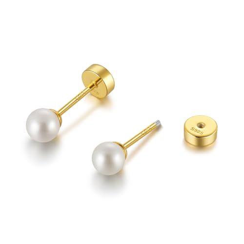 CHIC & ARTSY 18K Gold Plated Solid 925 Sterling Silver Flat Back Earrings for Women Multiple Piercings Screw Back Earrings Cartilage Hypoallergenic Jewelry - style: 925 Silver Flat Back #06