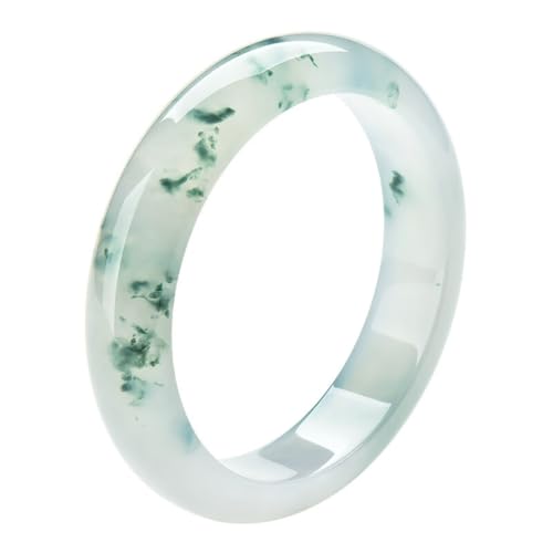 Jade Bangle Bracelet for Women, Burmese Emerald Old-pit Orchid with Floating Green Design, Nice for a Female Friend's Birthday Gift - size: 58mm