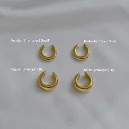 18K Gold Plated Everyday Ear Cuff, Gold Hoops, Women Jewelry, Minimalism - size: Small