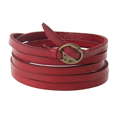 2 Multilayer Five Circles Leather Bangle Wrap Bracelet Wristband