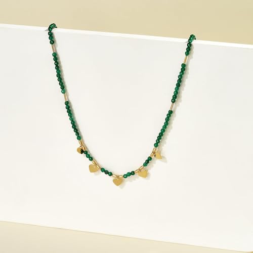KissYan Beaded Choker Necklace for Women, Colorful Natural Gemstones Pearl Choker 14K Gold Plated Pendant Healing Crystal Necklace Handmade Stone Jewelry Gift | 14K Gold Plated Pendant Necklaces, Natural Gemstones Pearl Choker, Healing Crystal Chain, Hand