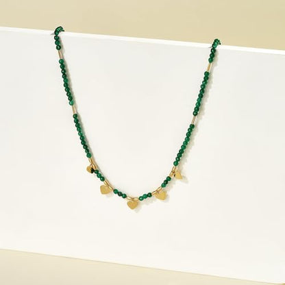KissYan Beaded Choker Necklace for Women, Colorful Natural Gemstones Pearl Choker 14K Gold Plated Pendant Healing Crystal Necklace Handmade Stone Jewelry Gift | 14K Gold Plated Pendant Necklaces, Natural Gemstones Pearl Choker, Healing Crystal Chain, Hand