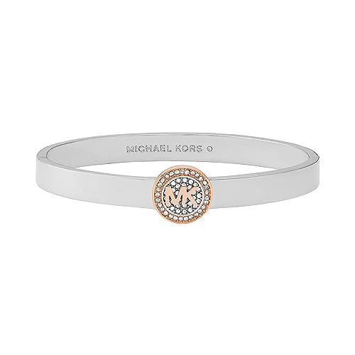 Michael Kors Silver-Tone Bracelet for Women; Bracelets; Jewelry for Women - color: Crystal Logo Bangle