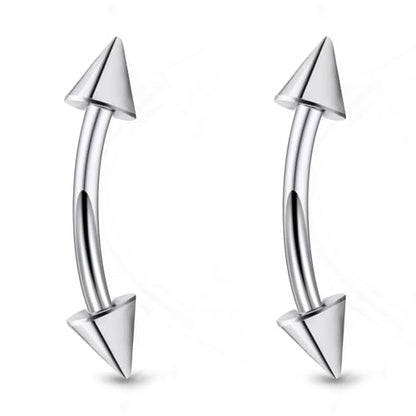20g 18g 16g 14g Rook Piercing Jewelry Titanium Externally Threaded Curved Barbell Eyebrow Tragus Helix Conch Lobe Labret Earrings Lip Rings Body Piercing Jewelry For Women Men Ball Spike 6mm-19mm - size: 16G - 8mm Spike