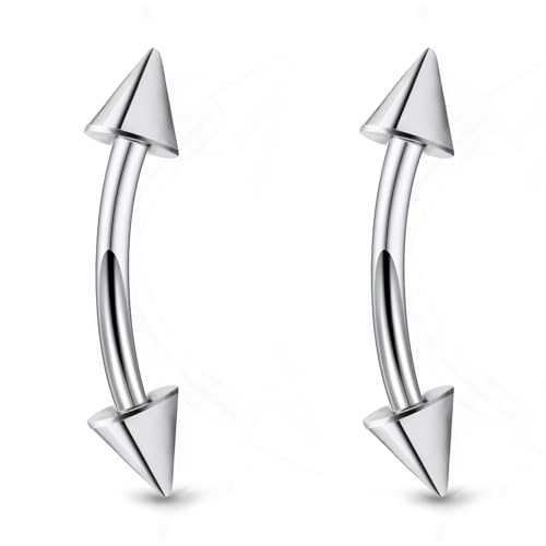 20g 18g 16g 14g Rook Piercing Jewelry Titanium Externally Threaded Curved Barbell Eyebrow Tragus Helix Conch Lobe Labret Earrings Lip Rings Body Piercing Jewelry For Women Men Ball Spike 6mm-19mm - size: 18G - 8mm Spike