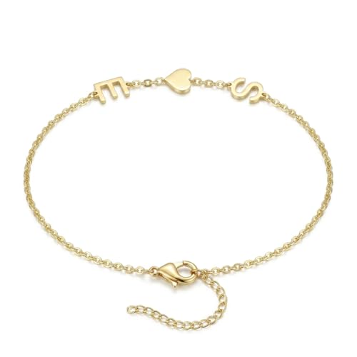Personalized Name Bracelet or Anklet, Custom Name Jewelry Gift for Women and Men, Meaningful Nameplate Gift for Mom Wife Girlfriend Daughter Boyfriend Husband Dad - color: 12 Initial Bracelet