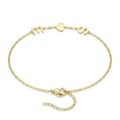 Personalized Name Bracelet or Anklet, Custom Name Jewelry Gift for Women and Men, Meaningful Nameplate Gift for Mom Wife Girlfriend Daughter Boyfriend Husband Dad - color: 12 Initial Bracelet