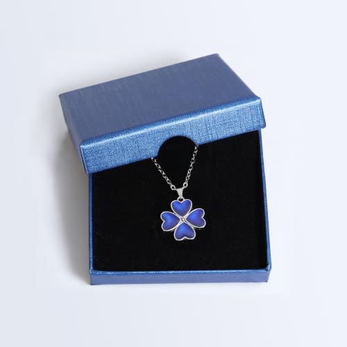 FM FM42 Temperature Sensing Color Changing Pendant Necklace with 19.29" Stainless Steel Rolo Chain - color: 4 Leaf Clover