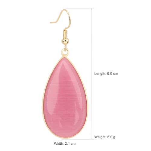BaubleStar Natural Crystal Healing Stone Earrings Statement Teardrop Dangle Earrings for Women - color: Light RosePink