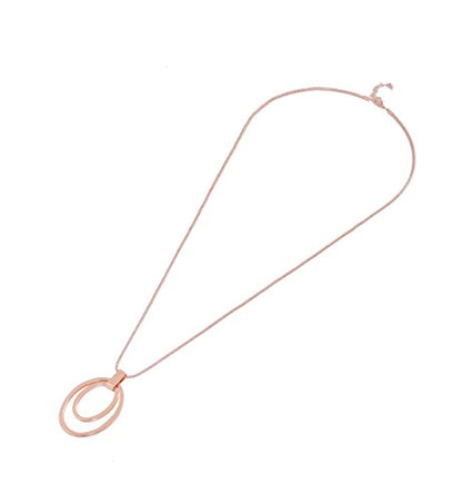 NVENF Long Sweater Chain Double Circle Pendant Necklace Bold Snake Chain Women Statement Necklace - color: C Rose Gold