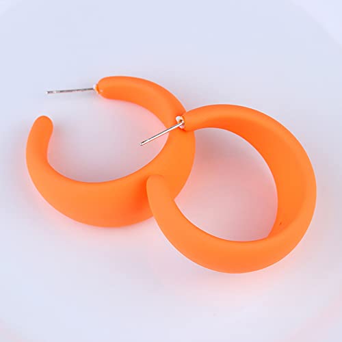 Acrylic Resin Earrings 70s 80s Colorful Hoop Earrings C Shape Trendy Chunky Cute Candy Earrings Jewelry for Women - color: Orange