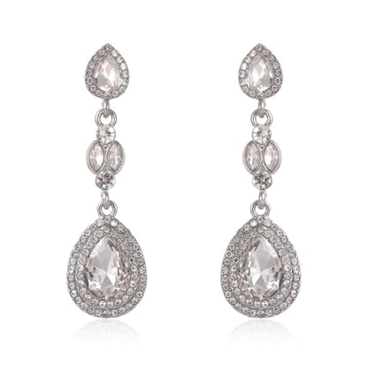 Elegant Crystal Rhinestone Teardrop Chandelier Wedding Bridal Dangle Drop Earrings - style: Style01