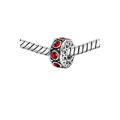 KunBead January-December Birthstone Birthday Heart Bead Charms Compatible with Pandora Bracelet for Mom Daughter Grandma Granddaughter Nana Auntie Wife Sister Best Friend - color: JUL