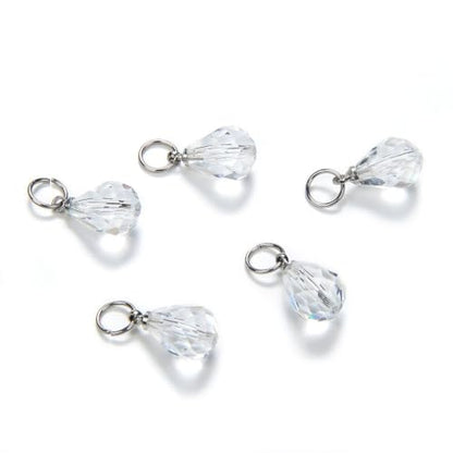 1 Set Adabele Dangle Birthstone Charm Pendant Drops 10mm Austrian Teardrop Crystal Beads Silver Plated Open Jump Rings (12pcs) - size: Teardrop charms with jump rings (1 Set/12pcs)