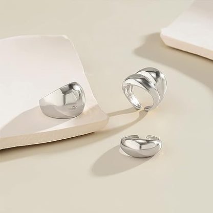 Roe Dolph Chunky Gold Rings for Women Stackable Statement Ring Set | Mixed sculptural shapes and polished surfaces create bold stacking combinations for parties dinners and everyday outfits - color: A8