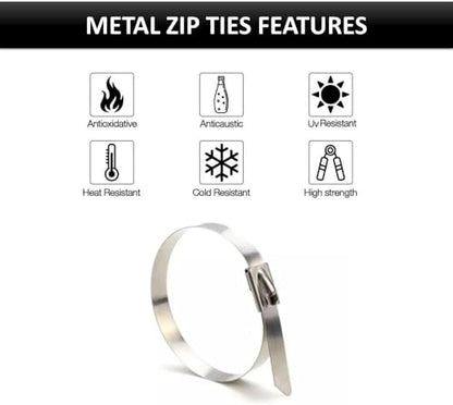 Kable Kontrol Stainless Steel Metal Zip Ties 27 Inch 2500 Pcs, 200 Lbs Test | Heavy Duty Steel Bulk Cable Ties, Self-locking, Multi-Purpose, Outdoor and Indoor Use, High Temperature, Corrosion Resistant - size: 27" - 200 Lbs - 2500 Pcs