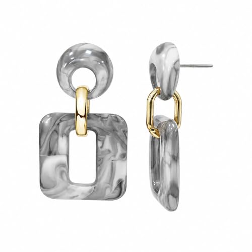 Retro Boho Hollow Square Earrings Lightweight Fashion Jewelry Casual Daily Wear Geometric Drop Earrings Party Acrylic Square Dangle Accessories - color: Grey