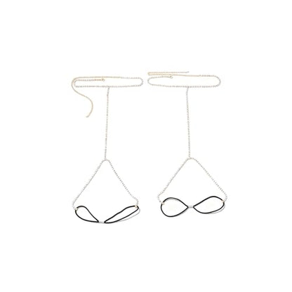 Rhinestone Leg Chain Thigh Chain Elasticity Crystal Body Accessories Jewelry for Women - color: Gold