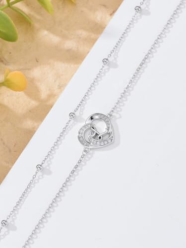 Dorunmo Initial Anklet 925 Sterling Silver Letter A-Z Layered Heart Anklet Beach Jewelry Birthday Gifts for Women - color: L