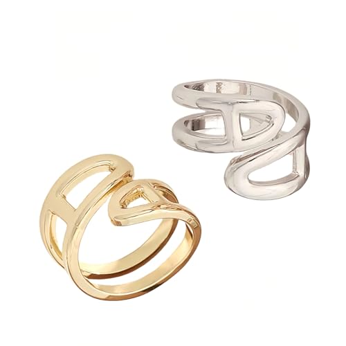 SYWDUDUCLT Scarf Ring for Women's Shawl, Silk Neckerchief, Tshirt, Gold/Sivler, S/M/L, 2 Pcs - style: Snake-G/S