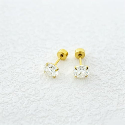 Titanium Moissanite Diamond Stud Earrings G23 Implant Grade Screw Flat Back Earring Hypoallergenic Pure Titanium Tragus Labret Cartilage Helix F136 Piercing Jewelry for Women Men - color: Gold, size: 4mm(0.3ct*2)