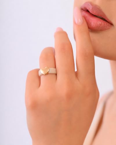 Rinfit Womens Silicone Wedding Ring with Stainless Steel Heart - Rubber Bands - Patented Design - color: PACK A: Nude / Metal Heart - Rose Gold, size: Size 8