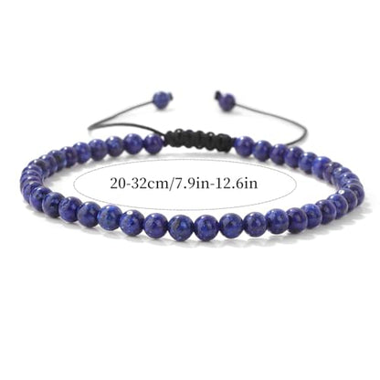 Lit Wall Crystal Anklets for Women Handmade Beach Boho Ankle Bracelet 4mm Adjustable Beaded Ankle Bracelet Waterproof Natural Stone Anklet Plus Size Anklets Gemstone Anklet Jewelry Gift for Her - style: Lapis Lazuli