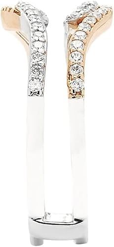 Drizzle Jewels 14K Two Tone Gold Plated Lab Created 0.33ct White Diamond Solitaire Wedding Ring Guard Wrap Enhancer - color: White