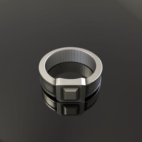 Men's Silver Signet Ring – Geometric Ring Bold Square Statement Band, Minimalist Jewelry Gift
