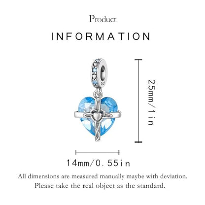 Birthstone Charms 925 Sterling Silver Heart Charms for Bracelets and Necklaces Birthday Day Christmas Gifts For Women - color: C-March