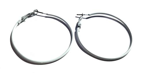 Medium Hoop Earrings Assorted Color Hoop Earrings 50mm 2 inch Hoops - style: White