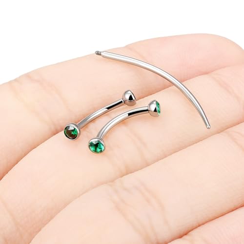 F136 Titanium 16g 6/8/10mm Eyebrow/Rook/Snug/Vertical-Labret/VCH/Snake-Eyes/Anti-Tragus/Christina/Daith/Belly-Button/Bridge/Hood/Surface Curved Barbell Piercing Jewelry for Women Men - color: Green, size: 10 mm (3/8 in)