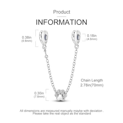 925 Sterling silver Safety Chain Charm for Bracelet Pendants Clip Beads | Infinite Love Butterfly Evil Eye Stopper Spacer dangle Charm for Woman Jewelry Gift - color: Paw print