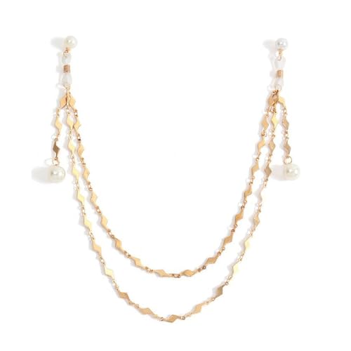 Sexy Pearl Tassel Non Piercing Nipple Chain Jewelry for Women Double Layered Pearl Chest Chain Festival Rave Party Nipple Body Jewelry