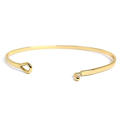 by you Inspirational Positive Message Engraved Thin Cuff Bangle Hook Bracelet - color: I Love You to The Moon & Back-Gold