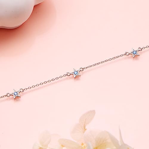 Anklet for Women 925 Sterling Silver Foot Adjustable Ankle Bracelet Jewelry - style: Stars