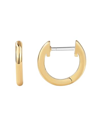 PAVOI Small Gold Hoop Earrings for Women - 14K Gold Plated Huggie Earring | Hypoallergenic Earring Set - Dainty Huggie Hoops with 925 Sterling Silver Posts - Cartilage Hoop Earrings - color: Yellow Gold