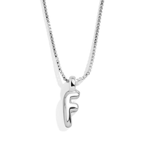 BaubleBar Gold-Plated Initial Necklace - Bubble or Signature Letter Pendant, 17-Inch Chain Necklace with Lobster Clasp, Fashion Jewelry, Perfect Personalized Gift for Women - color: F