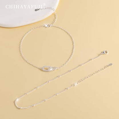 Sterling Silver Ankle Bracelets for Women 14k Gold Plated Waterproof Layered Stackable Bead Chain Infinity Charm Non Tarnish Large Adjustable Summer Party Beach Jewelry Gift - color: silverB