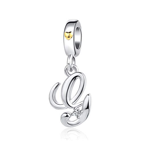 Silver Initial A-Z Letter Charm Compatible Pandora Charm Bracelets for Women Jewelry - style: G