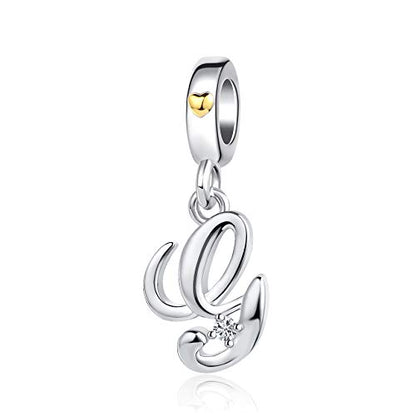 Silver Initial A-Z Letter Charm Compatible Pandora Charm Bracelets for Women Jewelry - style: G