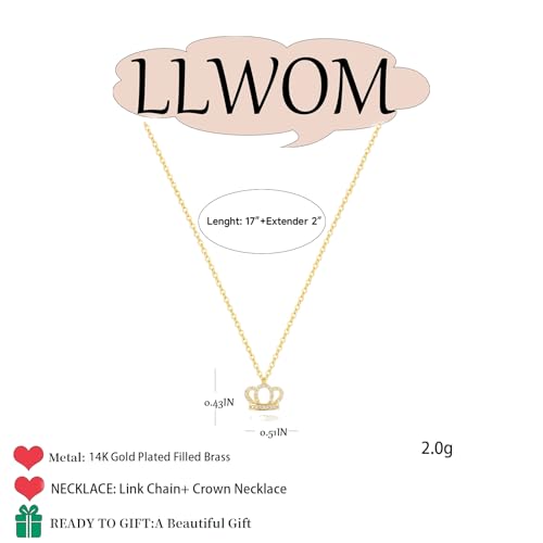LLWOM Gold Necklace for Women-14k Gold Plated Infinity Necklace Star Of David Necklace Evil Eye Cross Pendants Heart Dainty Gold Necklace For Women - color: Gold-Crown