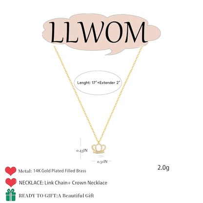LLWOM Gold Necklace for Women-14k Gold Plated Infinity Necklace Star Of David Necklace Evil Eye Cross Pendants Heart Dainty Gold Necklace For Women - color: Gold-Crown